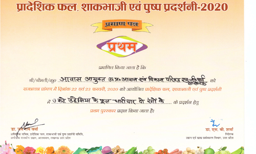 State Fruit, Vegetable & Flower Exhibition-2020 Certificates.